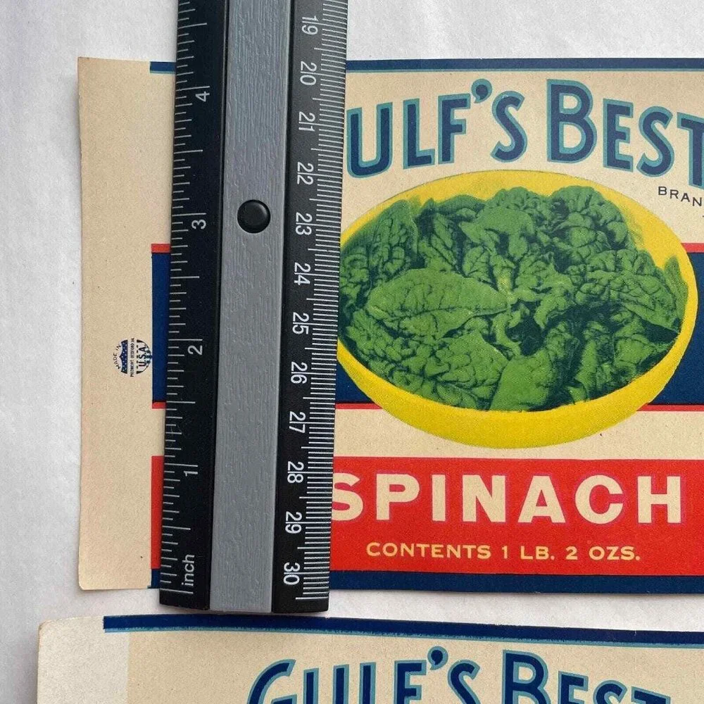 Gulf's Best Can Labels Lot of 5 Vintage Deer Island Fish & Oyster Co‎